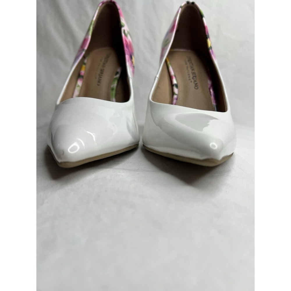 Christian Siriano Payless Floral Patent Pumps White Pointed Toe Stiletto Heel Wo - Picture 6 of 12